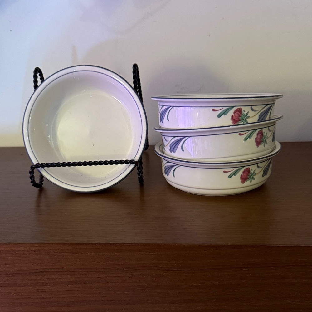 Vintage Lenox Poppies On Blue Set Of 4 Soup/Cereal Bowls 6 1/4" USA Chinastone